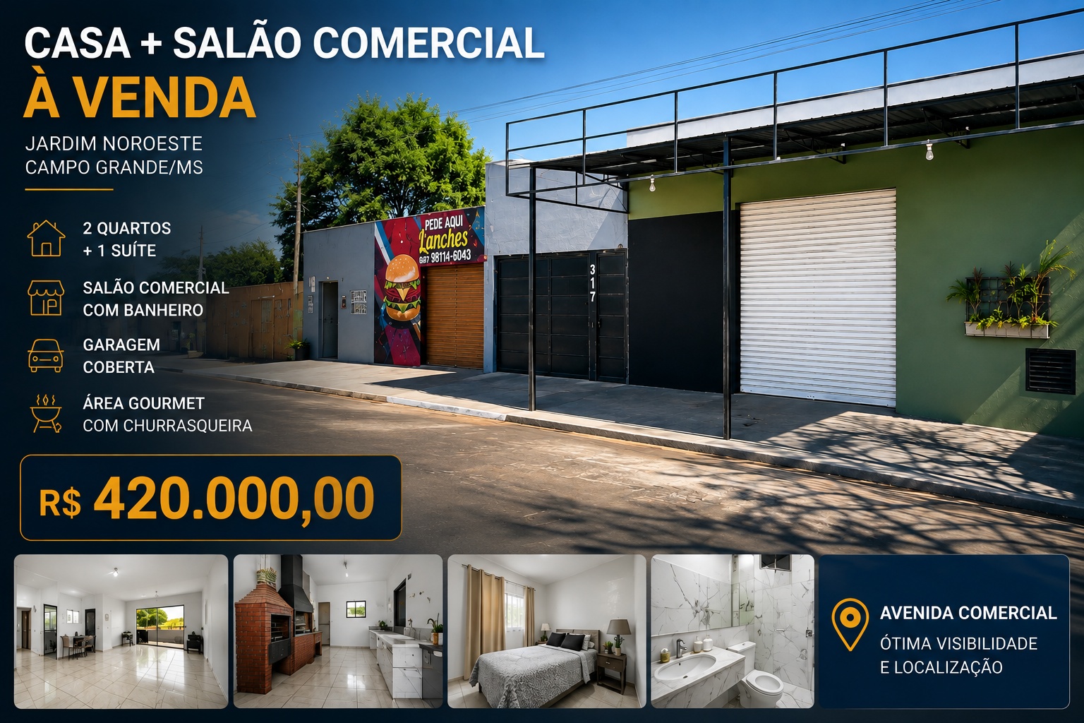Imóvel Comercial com Casa nos Fundos – Avenida Jardim Noroeste – 360m² – R$ 420 Mil