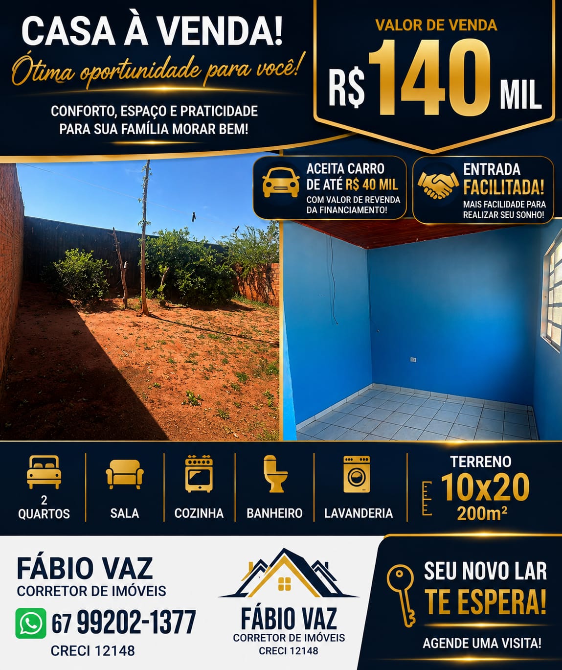🏡 EXCELENTE CASA À VENDA JD NOVA SERRANA – R$ 130.000! 💰✨