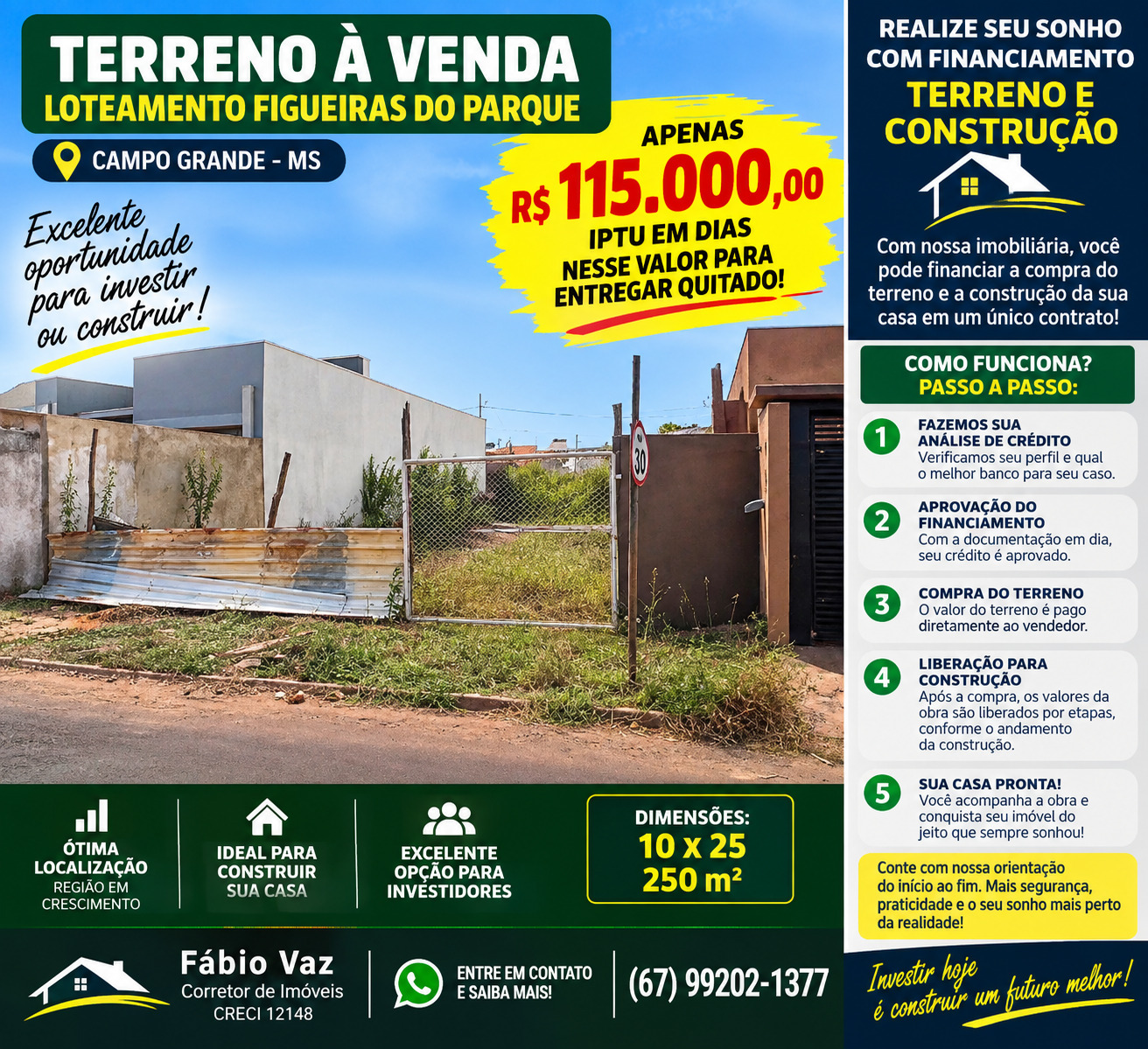 🏡 TERRENO À VENDA – LOTEAMENTO FIGUEIRAS DO PARQUE